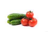 tomatoes and cucumbers vegetables isolated on a white background