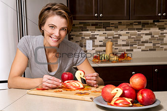 woman with apples