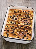 rustic traditional british bread and butter pudding