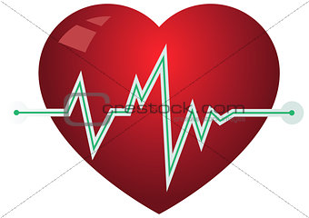 Icon heart with pulse graph