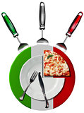 Italian Pizza - Plate and Cutlery