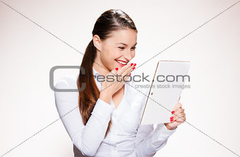 Attractive young woman with tablet.