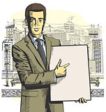 Vector Businessman With Empty Write Board
