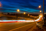 movement of vehicles on the highway at night