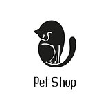 Cute pet shop logo with cat