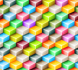 Vector geometric seamless pattern with bright colored cubes