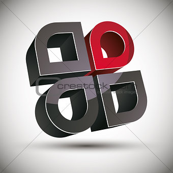 3d abstract icon with 4 elements.