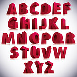 3D font, big red letters standing.