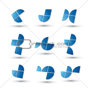 Abstract 3d geometric simple symbols set, vector abstract icons.