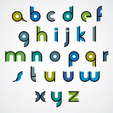 Colorful funny binary cartoon font with rounded lower case lette