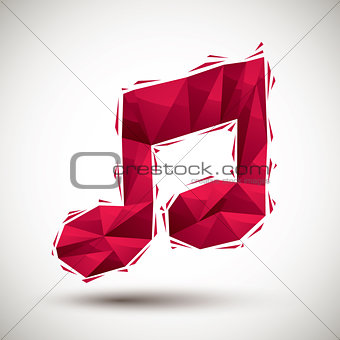 Red musical note geometric icon made in 3d modern style, best fo