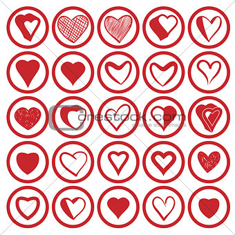 25 heart icons set.