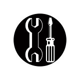 Repair icon with wrench and screwdriver, vector.