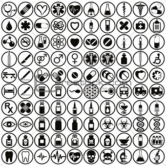 100 medical icons set.