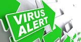 Virus Alert on Green Direction Arrow Sign.