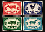 set of  postage stamps with pets