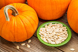 bowl of fresh pumpkin seeds 