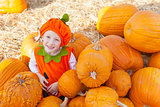 kid at pumpkin patch