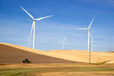Green Energy Wind Turbines Rolling Agriculture Farmland