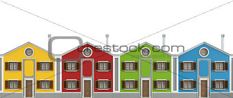 Colorful houses on white