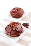 Delicious chocolated muffins.