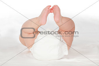 Cute baby buttock with diaper.