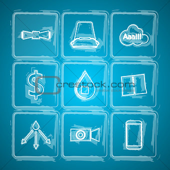 Sketch vector icons for Ice Bucket Challenge
