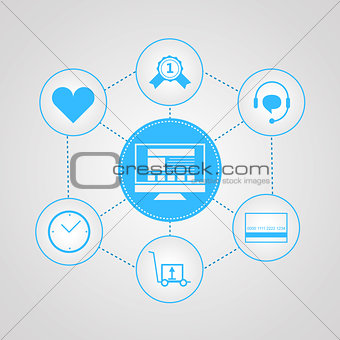 Flat vector icons for internet sales