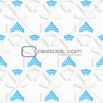 Blue 3d shapes layered with blue pattern