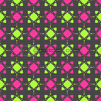 Dot textured pattern with pink and bright green
