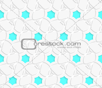 White 3d perforated layered with blue hexagons ornament