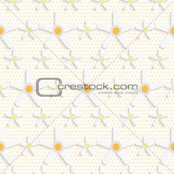 White daisy flower on dots textured pattern