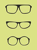 Black glasses vector isolated on green background.