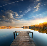 Pier on a calm river