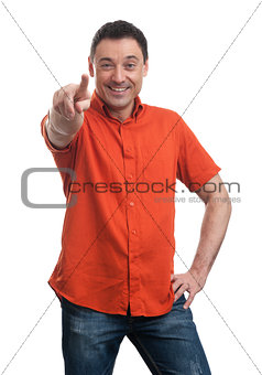 Handsome man pointing at you