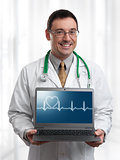 Doctor with laptop computer