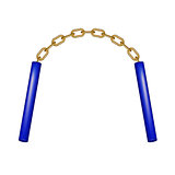 Nunchaku connected by gold chain