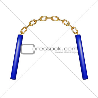 Nunchaku connected by gold chain