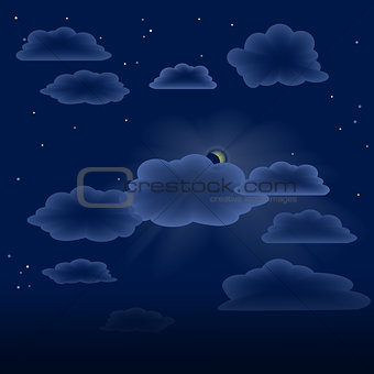 transparent clouds on night sky