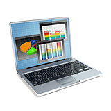 Laptop with business bar graph
