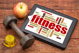 fitness word cloud on a tablet