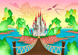 Fantasy landscape with castle. 