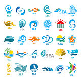 Big collection of vector logos sea 
