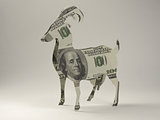 goat made of hundred dollar bill