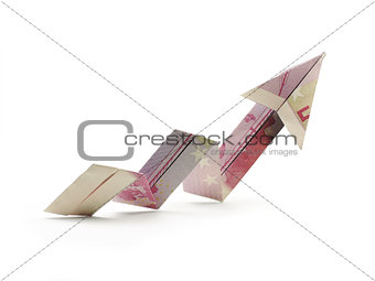 origami arrow of five hundred banknote