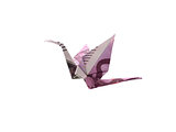 Origami bird made of five hundred banknotes