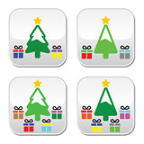 Christmas tree with present buttons set