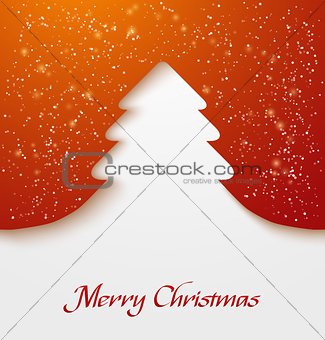 Red abstract christmas tree applique with snow particles