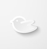 White paper bird social media web icon