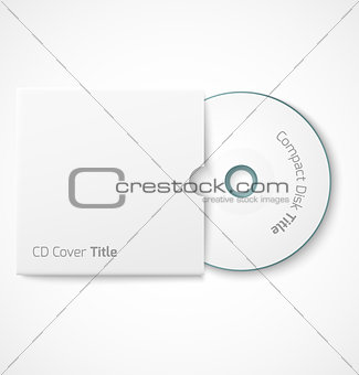 Blank white compact disk with cover mock up template.